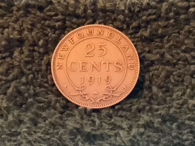 1919 Newfoundland Canada 25 Cent Coin