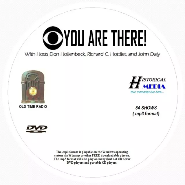 YOU ARE THERE - 84 Shows Old Time Radio In MP3 Format OTR On 1 DVD