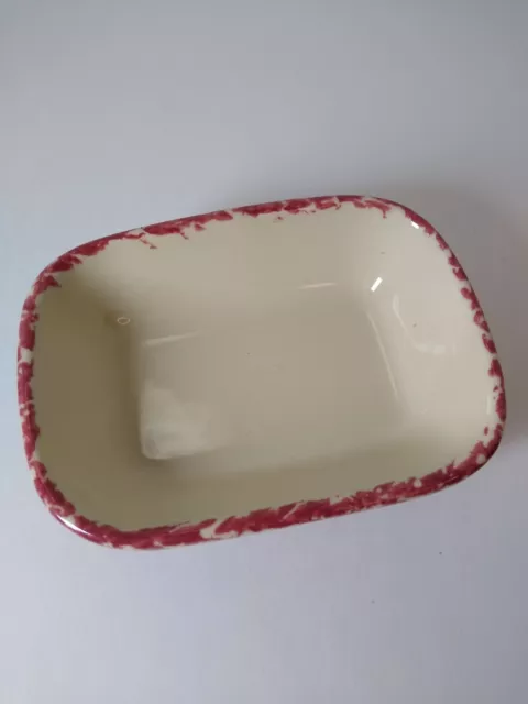 Henn Art Pottery Red Spongeware USA Pottery Soapdish 5" 2