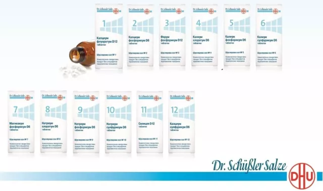 Dr. Schuessler Salts 80 DHU Natural Remedy Homeopathy 1,2,3,4,5,6,7,8,9,10,11,12