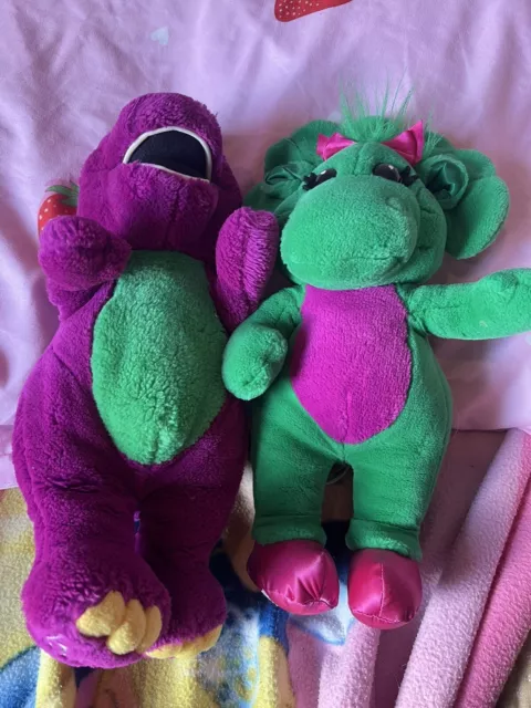 Vintage Playskool Barney And Baby Bop Plushes 1990s