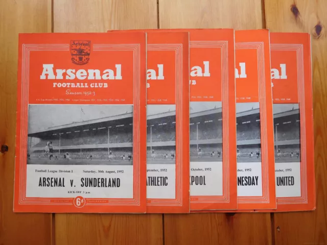 Arsenal Home Programmes 1952/53 - Select from drop down menu