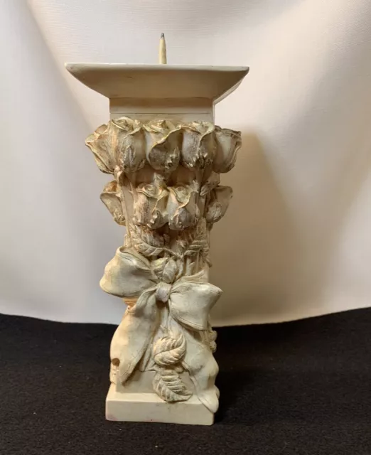 VINTAGE Pillar Candle Holder Bouquet of Roses Wang's International