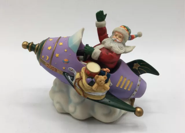 NIB Vtg 2003 Lenox SANTA'S ROCKET RIDE Limited Edition Santa Claus Figure