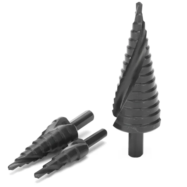3Pcs Step Drill Bit Set Spiral Drilling Tools Kit For Punching Holes