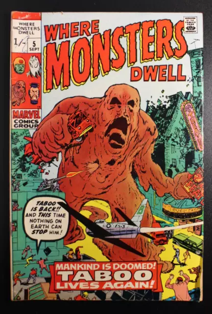 Where Monsters Dwell #5 Marvel 1970 Tabu lebt wieder sehr guter Zustand