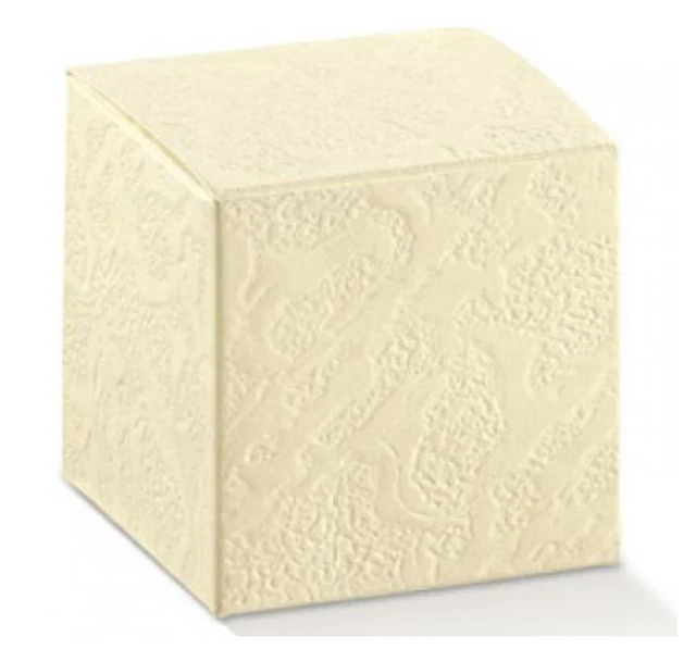 Scatola astuccio bomboniera 20x20x6 cm SETA AVORIO