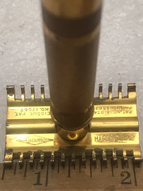 Vintage 1930S Gillette Goldtone Open Comb Reissue #17567 Safety Razor Lot 1291 8