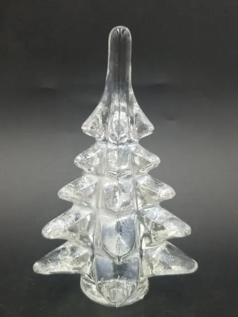 Clear Solid Art Glass Christmas Tree 5.75" Tall Table Top Decor