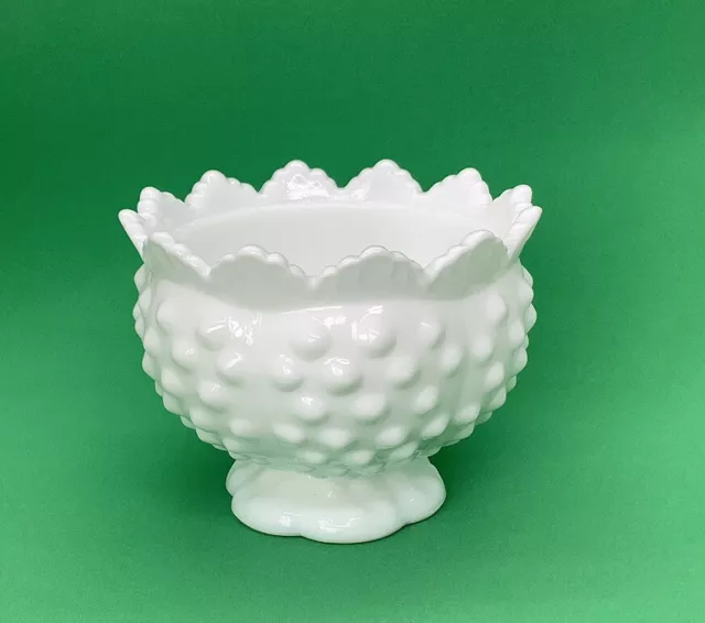 FENTON Milk Glass Hobnail Footed Candle Stick Holder  - Exc. Cond