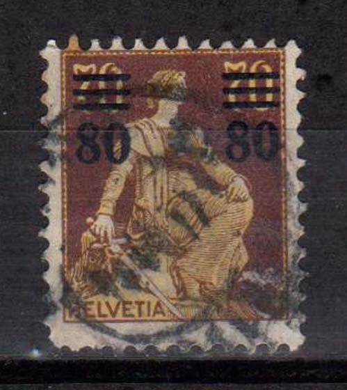 SVIZZERA SWISS SCHWEIZ 1915 Helvetia Seduta Soprastampato 80c su 70c USED