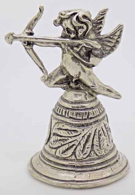 Vintage Italian Handmade Genuine Silver Cupid Love Bell Figurine with Nice Sound