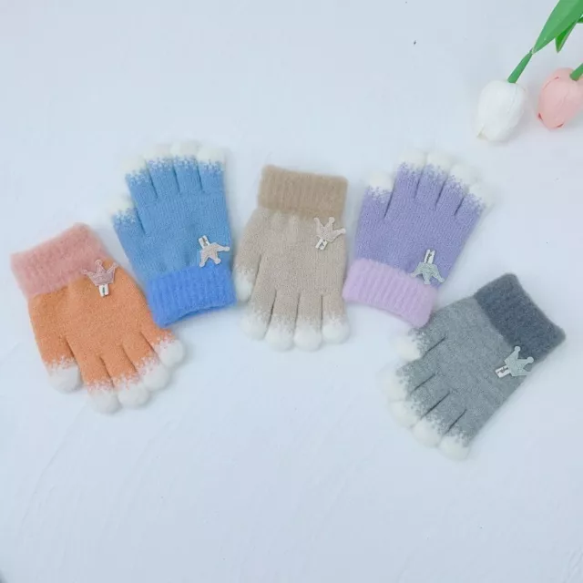 Knitted Knitting Mittens Fingerless Fingerless gloves Winter Warm  Boys Girls