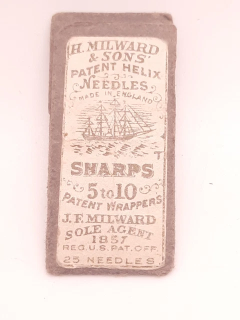 Vintage Antique H. Milward & Sons Patent Helix Needles Sharps 1857