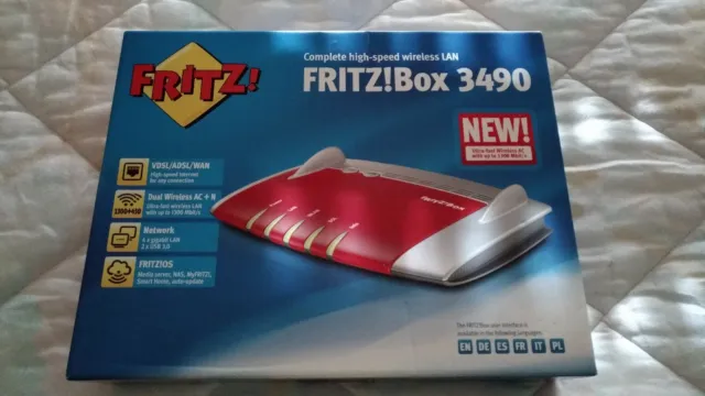 FRITZ!Box 3490 Router modem ADSL/VDSL dual band 1300MBit/s WiFi AC+N USB 3.0 Wps