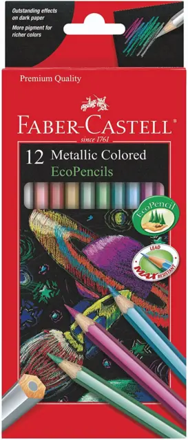 Ecopencillos de colores metálicos - 12 lápices para colorear resistentes a la rotura