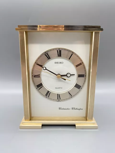 Tisch Kaminuhr Seiko Quartz Westminster Whittington Qf 143 G Messing Vintage