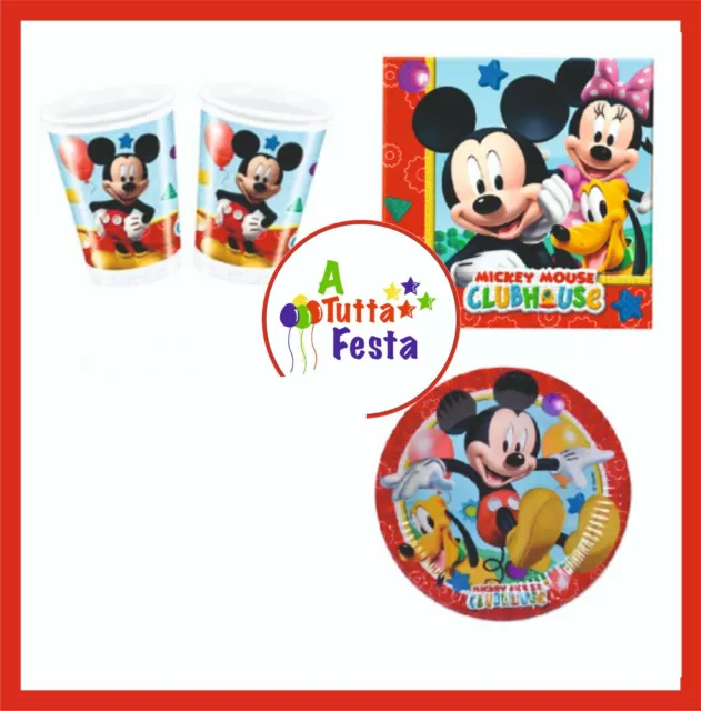 Kit Addobbi Festa Compleanno Topolino X8X16X24X32X40 Persone  Piatti Bicchieri