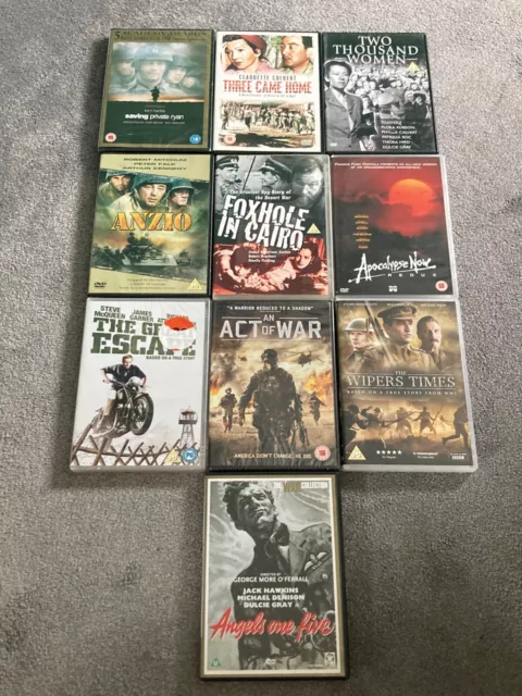 10 x War Films DVD Bundle - Foxhole, Anzio, Angels One Five, Great Escape.. VGC.