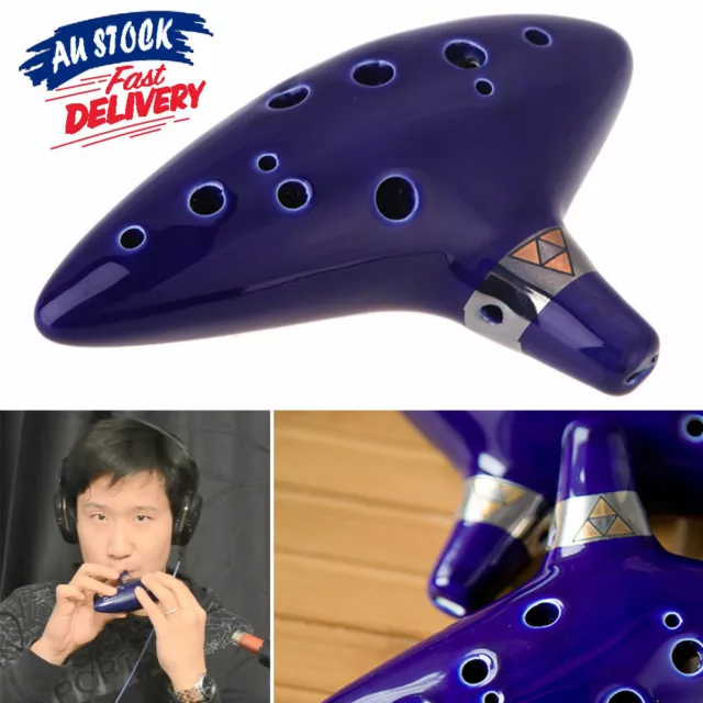 12Hole Ceramic Legend of Zelda Wind Alto C Ocarina Gift Instrument Flute Blue