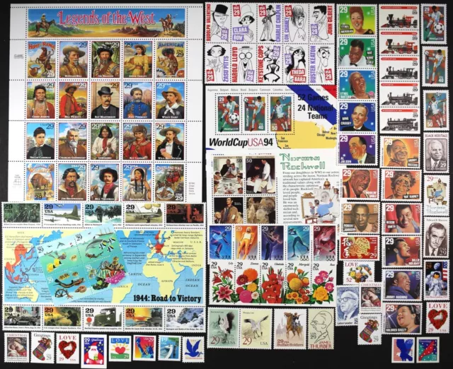 US 1994 Commemorative Year Set 106 stamps with S/S & Sheets Mint NH see scans