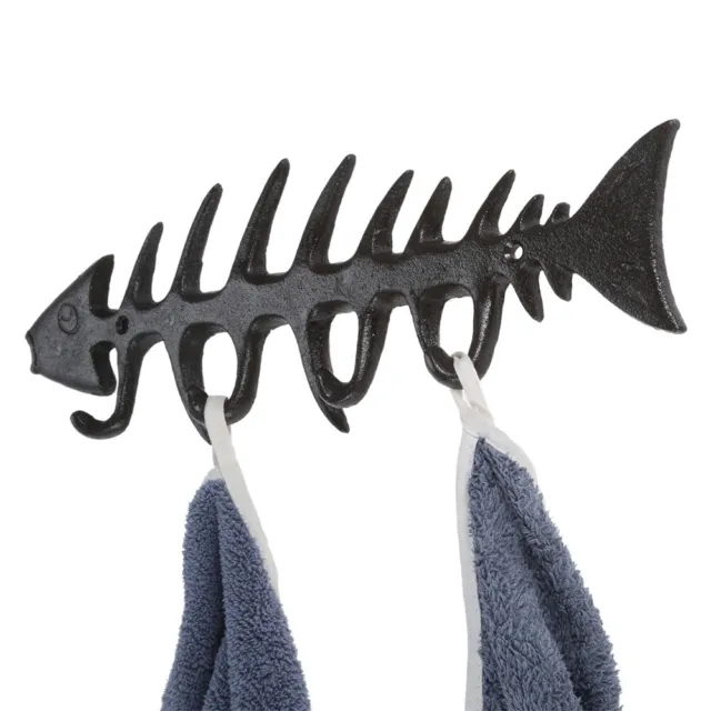 Vintage Fish Bone Hook Rack Hat Towel Coat Bathroom Wall Mounted Kitchen Hangers 3