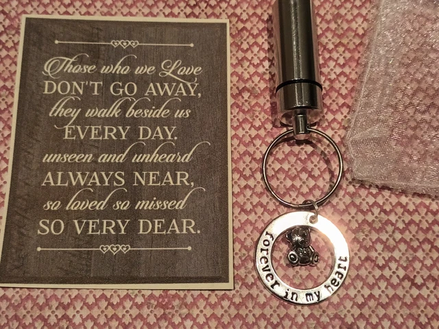 Cremation Ashes Urn Always In My Heart Keepsake Memorial Keyring Baby Child Loss
