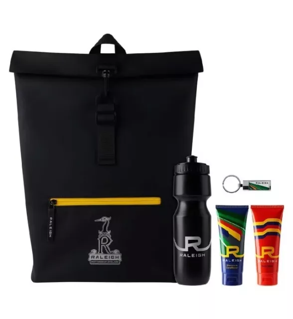 Raleigh Cycling - Enjoy The Ride Backpack with Water Bottle & Wash Set - RRP £50