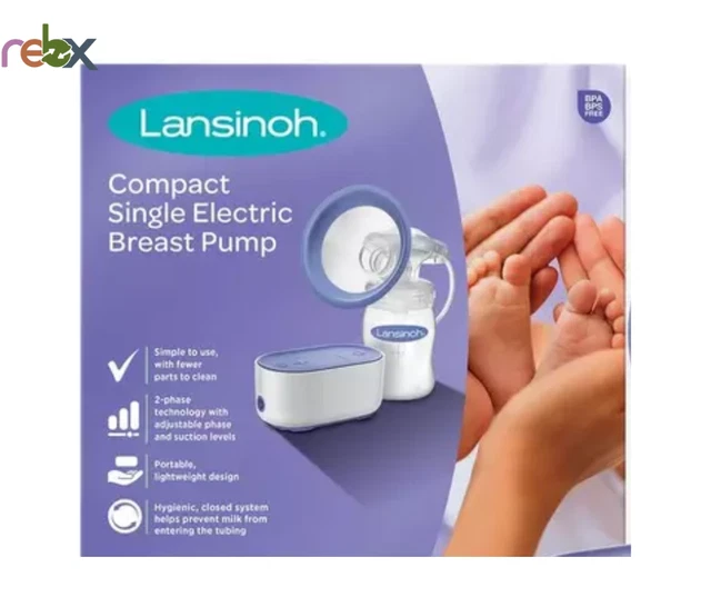 Lansinoh Compact Single Electric Breast Pump, Clear/ Purple