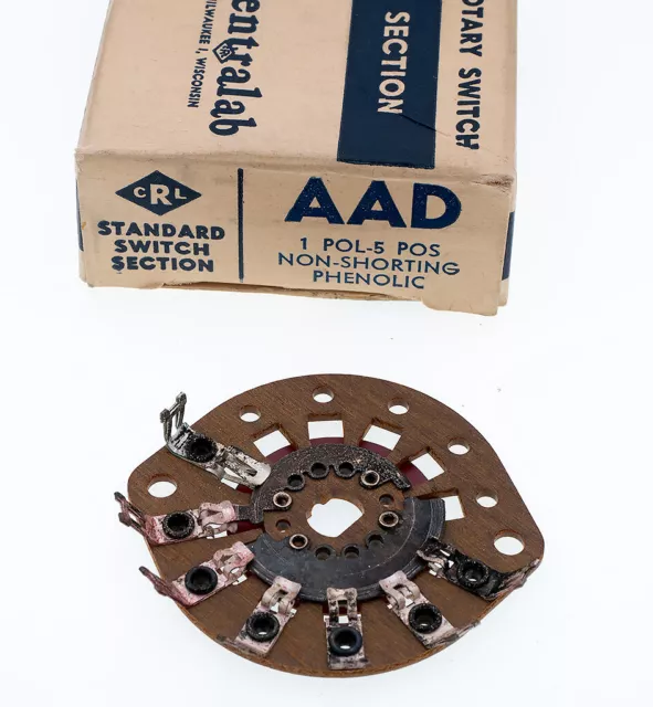 Centralab AAD 1 Pol 5 Pos Non-Shorting Phenolic Rotary Switch Wafer CRL