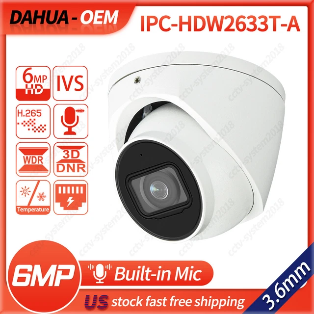 2p Dahua 6MP OEM IPC-HDW2633T-A Starlight IP Camera POE Mic H.265+ IP67 3.6mm US