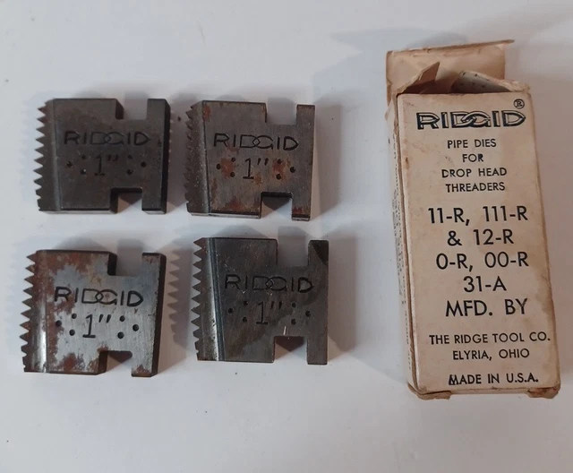 Ridgid Pipe Dies 1"  for Drop Head Threaders 11-R 111-R 12-R 0-R 00-R 31-R