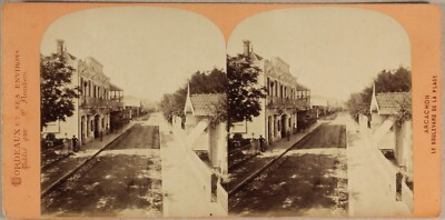 Boulevard Francia Arcachon Boulevard Da La Spiaggia c1870 Foto Stereo Vintage Albumina 