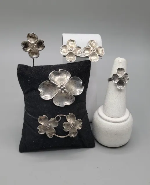 Stewart Nye Sterling Silver Signature Dogwood Flower Jewelry Collection Set 3