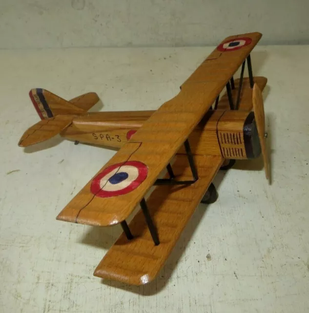 Superbe maquette en bois de SPAD III, Réalisation artisanale années 70-80, WW.1.