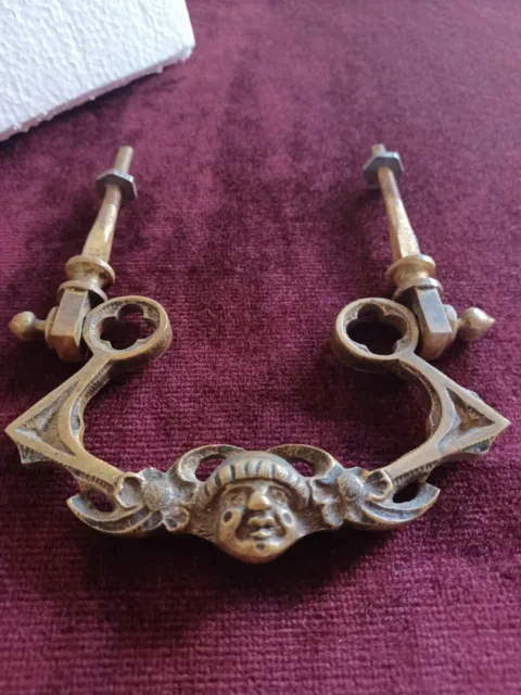 Pair figural Victorian Bronze Brass drawer handles/ pulls Architectural Hardware