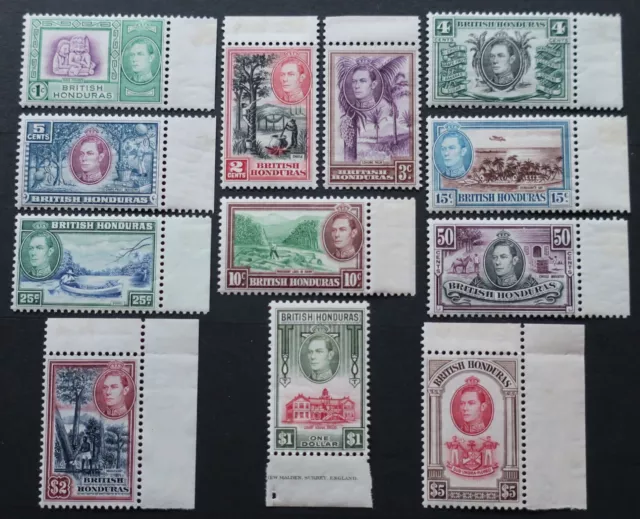 British Honduras GVI 1938-1947 complete set of 12 marginals. $ values in U/Mint.