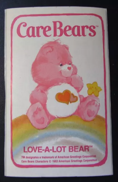 Vintage 1983 Care Bears Cereal Sticker - Love-A-Lot Collectible Sticker