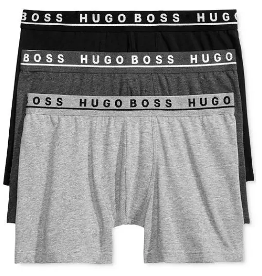 BOSS Hugo Boss 3-Pack Men's Cotton Stretch Boxer Briefs Grey/Charcoal/Black