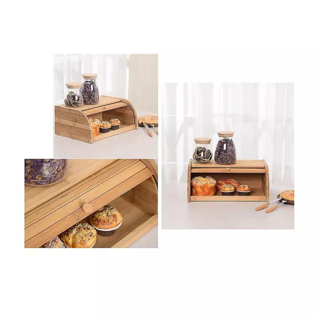 Bamboo Bread Bin Storage Box Kitchen Loaf Pastry Container