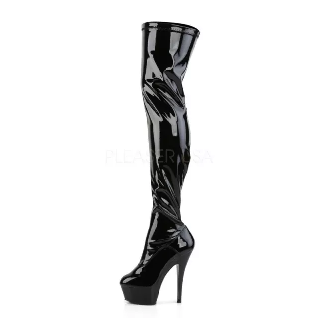 Pleaser Kiss-3000 stivali overknee plateau neri vernice tabledance pole gogo hot 3