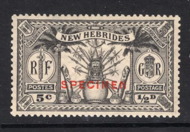 M16504 New Hebrides/Vanuatu-English Issues 1925 SG43S - ½d(5c) ovpt SPECIMEN.