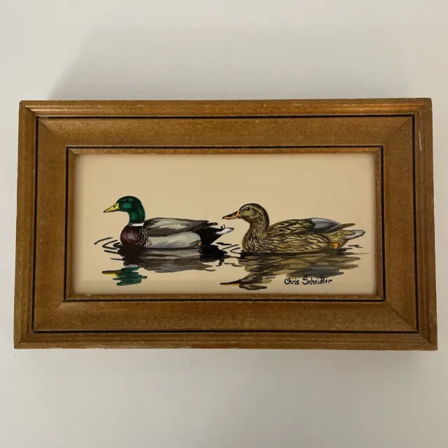 Chris Scheidler Framed Painting Mallard Ducks Decorative Wildlife Art Wood Frame