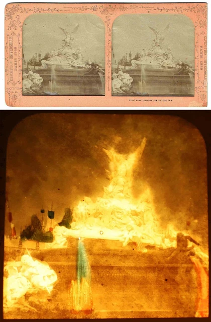Polyoramic stereoscopic view EXPO UNIVERSAL PARIS 1889 / LIGHT FOUNTAIN