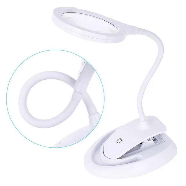 Led Magnifying Table Lamp Glass Touch Clip Desk USB Rechargeable Study Gooseneck