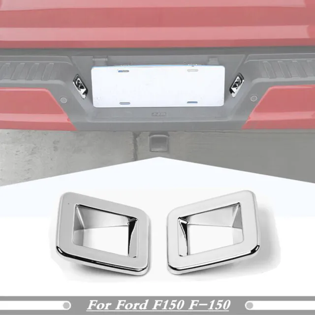 For 2021-2023 Ford F150 Chrome Rear License Plate Lamp Light Decor Cover Trim 2P