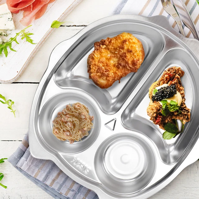 Scatola Pranzo 1400ml Lunch Box In Acciaio Inox 1400 Ml A Tenuta Stagna - Con 2 Divisori Rimovibili E Spazzola Di Luffa, Per Bambini E Adulti Divisori Rimovibili Lunch Box
