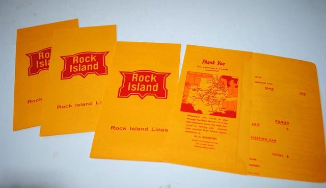 Lot of 4 Rock Island Ticket Envelopes MINT