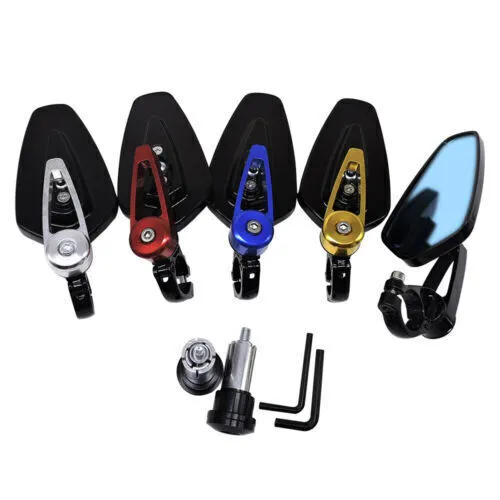 Universal Motorcycle 7/8" Handle Bar End Rearview Side Mirrors For Honda Yamaha