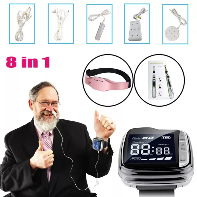 LASTEK 8 in 1 Kit Laser Watch+5 Treat Probes+Acupuncture Pen+Head Massager Gifts